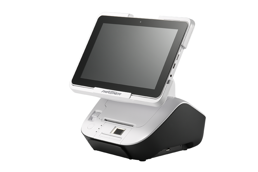 All-in-one POS terminal with built-in receipt printer dock